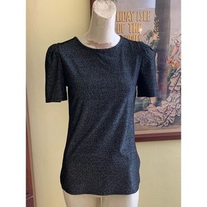 Express Black and Silver Lurex Top